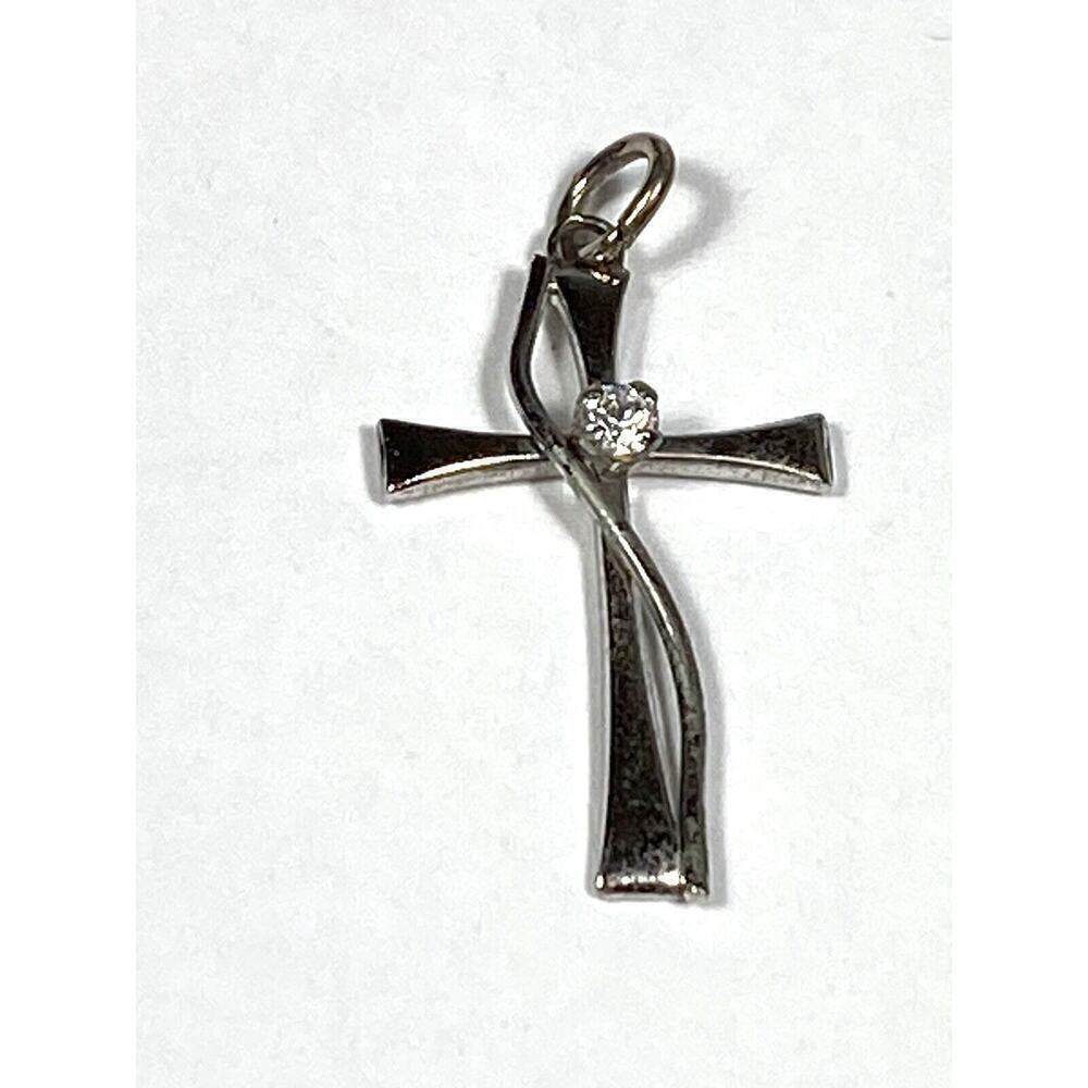 925 TK CZ Cross Pendant Sterling Silver Cubic Zirconium